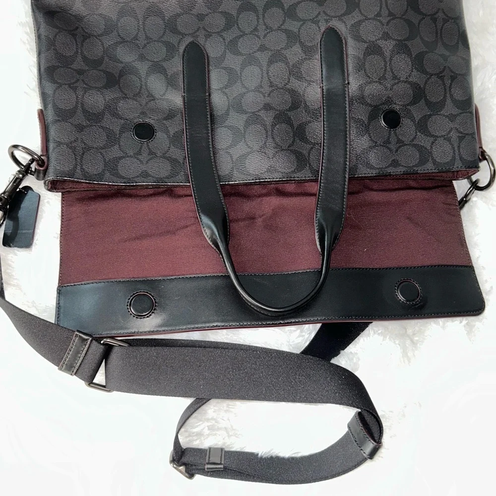 Coach Leather Hamilton Portfolio Brief Briefcase Laptop Signature Monogram Bag